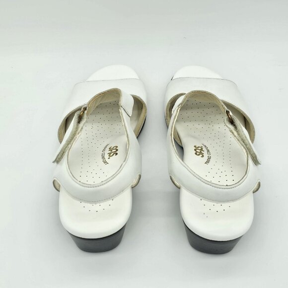 SAS Womens Suntimer Leather Sandals 8M White Slingback Tripad Comfort Classic